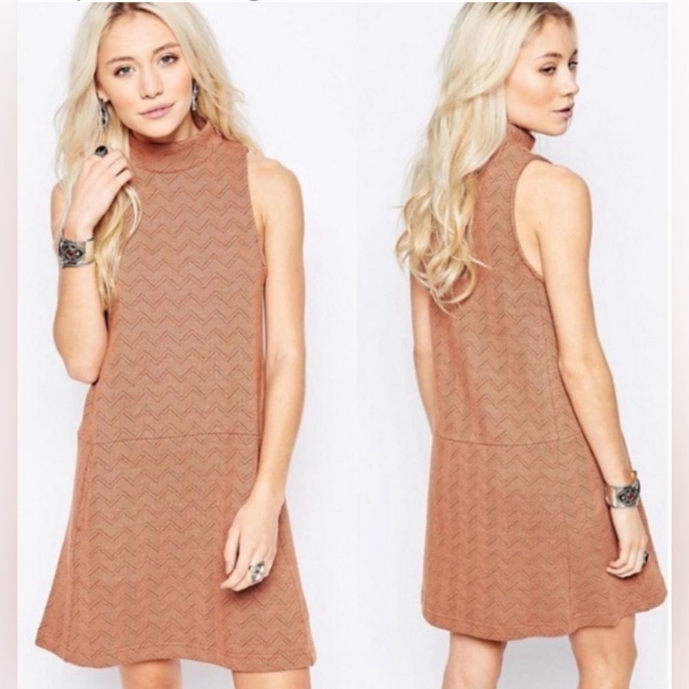 NWOT FREE PEOPLE TWIGGY HERRINGBONE DRESS WOMENS SIZE MEDIUM